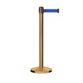 Montour Line Stanchion Belt Barrier Sat.Brass Post 13ft. Blue Belt M630-SB-BL-130